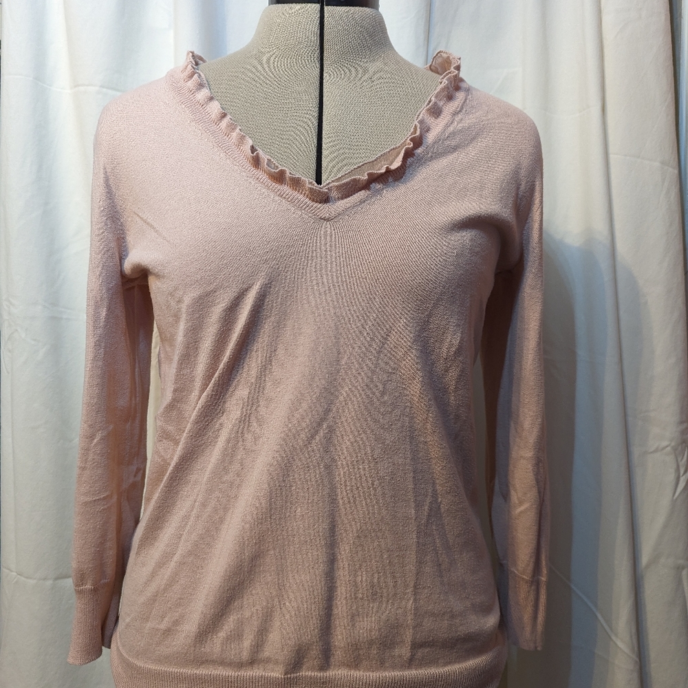 Light Pink J Crew V-neck Lightweight Sweater